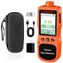 Portable Ozone Detector, 0-100 PPM Ozone Gas Monitor with 0.01 PPM High Resolution, 16H Long Battery Life, Ozone Meter with Alarm, O3 Air Quality Monitor with Temp & Humidity Tester, Orange