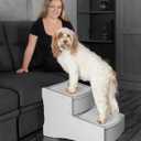 Pet Gear Easy Step II Extra Wide Pet Stairs, 2 Step for Dogs/Cats up to 200 pounds, Removable/Washable Carpet, Easy Assembly (No Tools Required), Fog