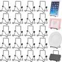 Kenning 24 Pack Book Stand, Foldable Picture Holders for Tables, 3.54'' X 5.12'' Metal Plate Stands for Display Photo Easel Cutting Board Record Frame Holder (Black)