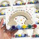 12 Pack Pre-Packaged Rainbow Party Favors for Kids, Wooden Rainbow Cutouts with Magnets & Painting Kits, Thank You for Coming Gifts for Kids