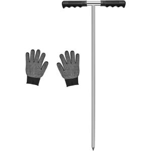 Stainless Steel Soil Probe Rod,33-49 Inch Hight Adjustable Ground Rod Tool with T-Handle for Locating Septic Tanks,Underground Pipes,Water Lines,Graves and Gopher Runs