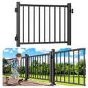 Egadis 4 ft. W Aluminum Deck Gate Kit for 36in. H Railing, Cuttable Black Textured AAMA2604 Powder-Coat Finish Outdoor Gate Kit with Latch and Auto-Closing Hinge for Deck, Patio, Garden, Yard, Porch