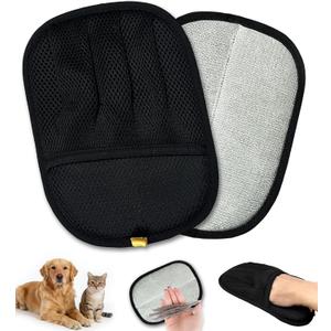 Upgraded 5-Finger Pet Hair Removal Gloves for Cats & Dogs, Reusable Electrostatic Magic Brush for Carpet, Couch, Car Seat, Clothing, Gentle Grooming and Hair Remover Tool (Black)