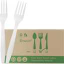 Compostable Forks,300 Disposable Forks for Party,Large Biodegradable Forks Eco Friendly Durable and Heat Resistant,Alternative to Plastic Forks