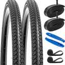 YUNSCM 2-PCS 27x1 3/8 (37-630) Road Bike Tires and 27'' Heavy Duty Bike Tubes Schrader Valve with 2 Rim Strips Compatible with 27X1 3/8 27x1 3-8 Bike Bicycle Tires and Tubes (Y-1006)
