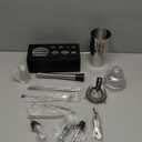 Mixology Bartender Kit with Stand - 15 Piece Bar Tool Set, Silver Bar Set Cocktail Shaker Set for Drink Mixing - Includes Martini Shaker, Jigger, Strainer, Bar Mixer Spoon, Tongs, Opener | Gift Idea