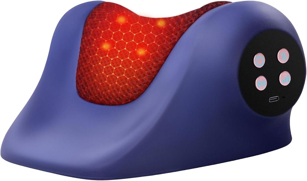 Neck Stretcher Cervical Traction Device,3 Adjustable Modes Neck Traction Device Portable Heated Wireless Neck and Shoulder Relaxer Corrector Pillow for TMJ Pain Relief and Cervical Spine Alignment (Blue)