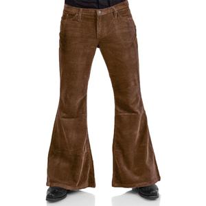 Men's Corduroy Vintage Bell Bottom Pants 70s, Disco Stretchy Flared Pants Fit 60s - 70s Outfits for Men, Men's Bell Bottom Jeans, (5X-Large, Coffee)
