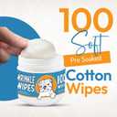 Bulldog Wrinkle Wipes for Dogs  Deodorizing & Soothing with Honeysuckle Extract  Non-Irritating, Cleans Wrinkles, Folds, Paws & Tail Pockets  for Bulldogs, Pugs & Frenchies (100 Count)