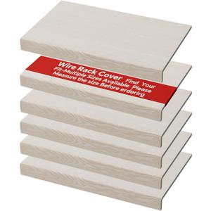 6-Pack PVC Composite Board Wire Rack Covers for Pantry - Imitation Wood-Look 33x16 Inch, Closet, Bathroom, Waterproof Scratch Resistant Easy Install, Wood Shelf Covers for Wire Shelving,White