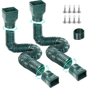Gutterlix Flexible Gutter Downspout Extensions, Connectable Downspout Extender with 58"+ 67" Extendable Pipe, Thickened Down spout Drain Extension for Rainwater Drainage(2 Pack, Green)