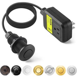 Garbage Disposal Air Switch Kit Sink Top Waste Disposal Long Stainless Steel Black On/Off Air Button Food and Waste Disposals Part by Etoolcity, UL Listed