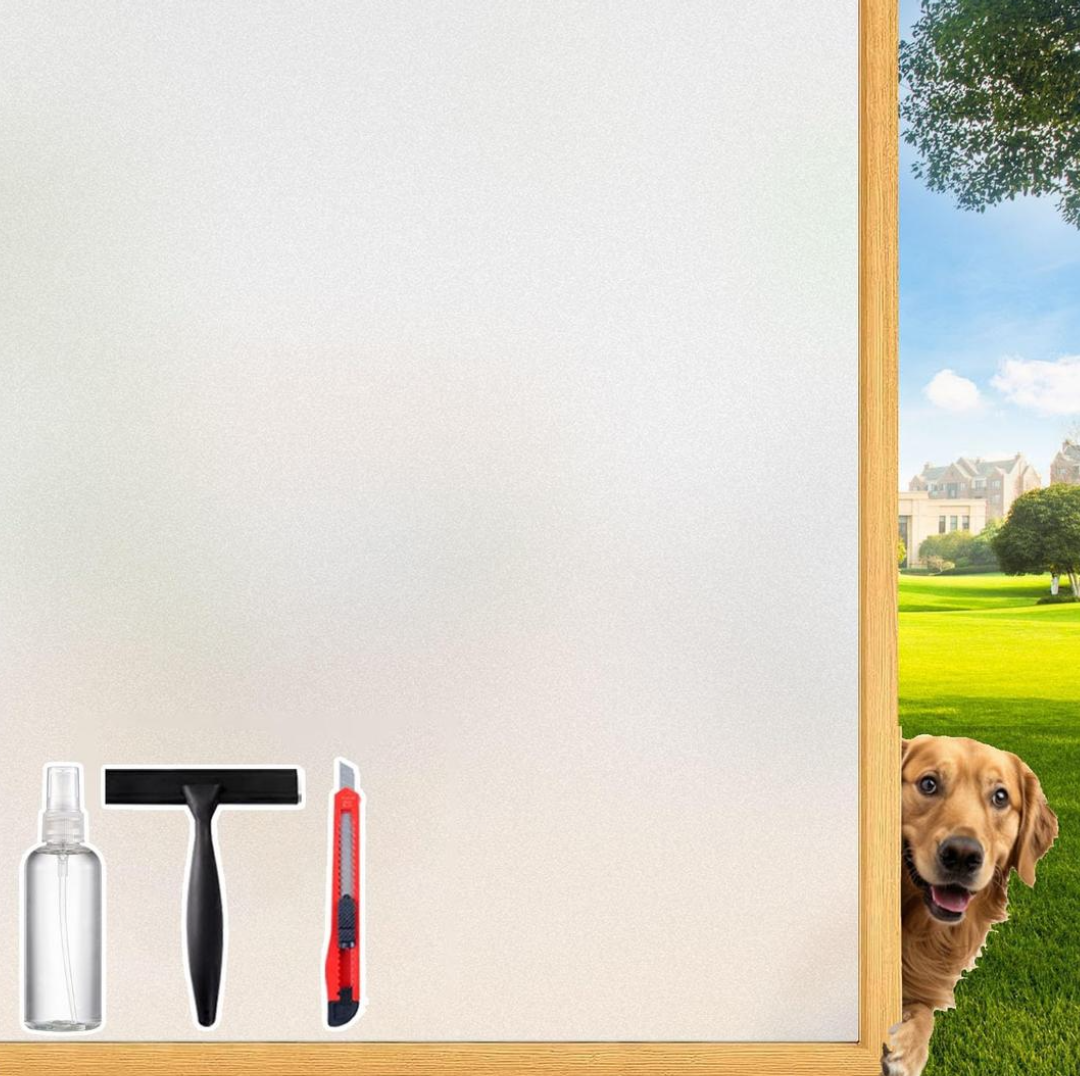 Frosted Glass Window Film Decorative with Reference Cutting Line, Bathroom Window Privacy Film for Glass Windows Cover, Static Cling, Removable, Reusable, Anti-UV, Anti-Glare, 29.5" x 78.7"