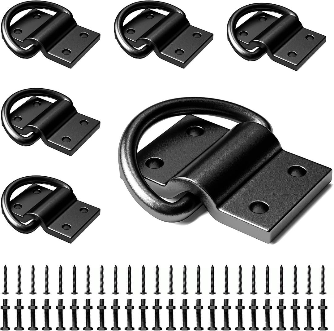 6PCS Heavy Duty D Rings Trailer Tie Down Anchor, Ultra Durable 6500LB Breaking Strength D Ring Tie Down for Truck Bed, Trailer, with Screws