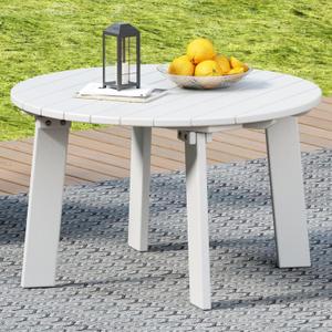 31.5" Outdoor Round Coffee Table, Adirondack Patio Coffee Table, Outdoor Large Side Table for Balcony Lawn (White)
