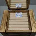 Meangood Jewelry Box Wood for Women, 5Layer Large Organizer Box with Mirror & 4 Drawers for Rings, Earrings, Necklaces, Vintage Style, Torched Wood