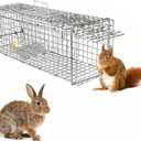 Humane Animal Trap, 23.3"x7.2"x7.7" Foldable Live Cage Traps for Kitten Rabbits Racoons Beavers Groundhogs and Other Live Animals, Easy to Catch and Release, Work for Indoor Outdoor