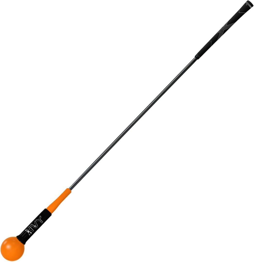 HVY Golf Swing Trainer,Golf Swing Training Aid for Improve Strength Tempo Balance and Flexibility,Golf Warm-Up Stick for Indoor&Outdoor Practice Chipping Hitting Golf Training Aid (40", orange)