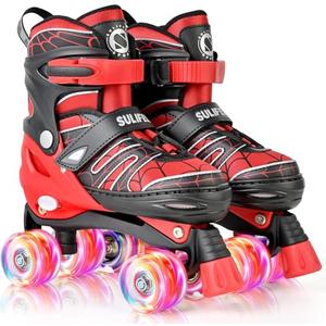 SULIFEEL Adjustable Kids Roller Skates for Boys Adjustable Light up Wheels, Best Children Gift for Beginners Indoor Outdoor Sports  S, 28-31