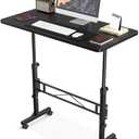 Small Standing Desk Adjustable Height, Mobile Stand up Desks with Wheels, 32 Inch Portable Rolling Small Computer Desks, Portable Laptop Desk Office for Home Wood Black