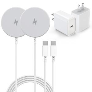 Magnetic Wireless Charger for iPhone 16, 2 Pack 15W 6FT Fast Apple Mag-Safe Charger, with USB C Apple Fast Charging Block Adapter for iPhone 16/16 Pro/Pro Max/15/14/13/12 Series, AirPods 3/2/Pro/Pro 2 (White)