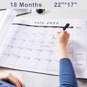 Desk Calendar July 2025 - December 2026 Large 22x17, Desktop Calendar with Plastic Cover, 18 Month, Notes Section Desk Calendar July 2025 - December 2026 Large 22x17, Desktop Calendar with Plastic Cover, 18 Month, Notes Section
