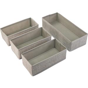 Kitchen Drawer Organizer  Set of 4 Rigid Fabric Bins  Fits Gallon, Quart, Sandwich & Snack Bags  Also Great for Utensils & Silverware