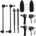 10-PC SET Suspension Kit fit 2004-2012 for Chevy for Malibu 2005-2010 for Pontiac G6 2007-2009 for Saturn Aura Front Outer Inner Tie Rod End Steering Boot Lower Ball Joint Sway Bar Link