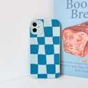 2 x NITITOP Compatible with iPhone 11 Case Cute Aesthetic Checkerboard Larger Blocks Pattern for Women Girl Trendy Slim Fit TPU Silicone Shockproof Full Camera Protection Cover - Blue