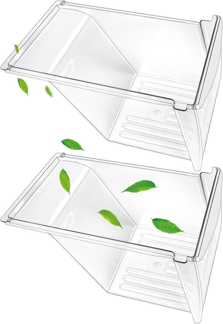 [2 PACK] Upgraded 240337103 Refrigerator Crisper Drawers Bins Compatible with Frigidaire Kenmore, Frigidaire Drawer Replacement for 240337100 AP2115741 240323007, Food-grade Materials