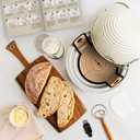 Nordic Ware Simply Sourdough Complete Bread Baking Kit BAKING PAN INCLUDED, Dual use Banneton lid, 22pg Guide book w/Recipes, Danish Whisk, Starter Jar, Cutter, Lifting Mat, Scraper, Cotton Liner, 9pc Kit