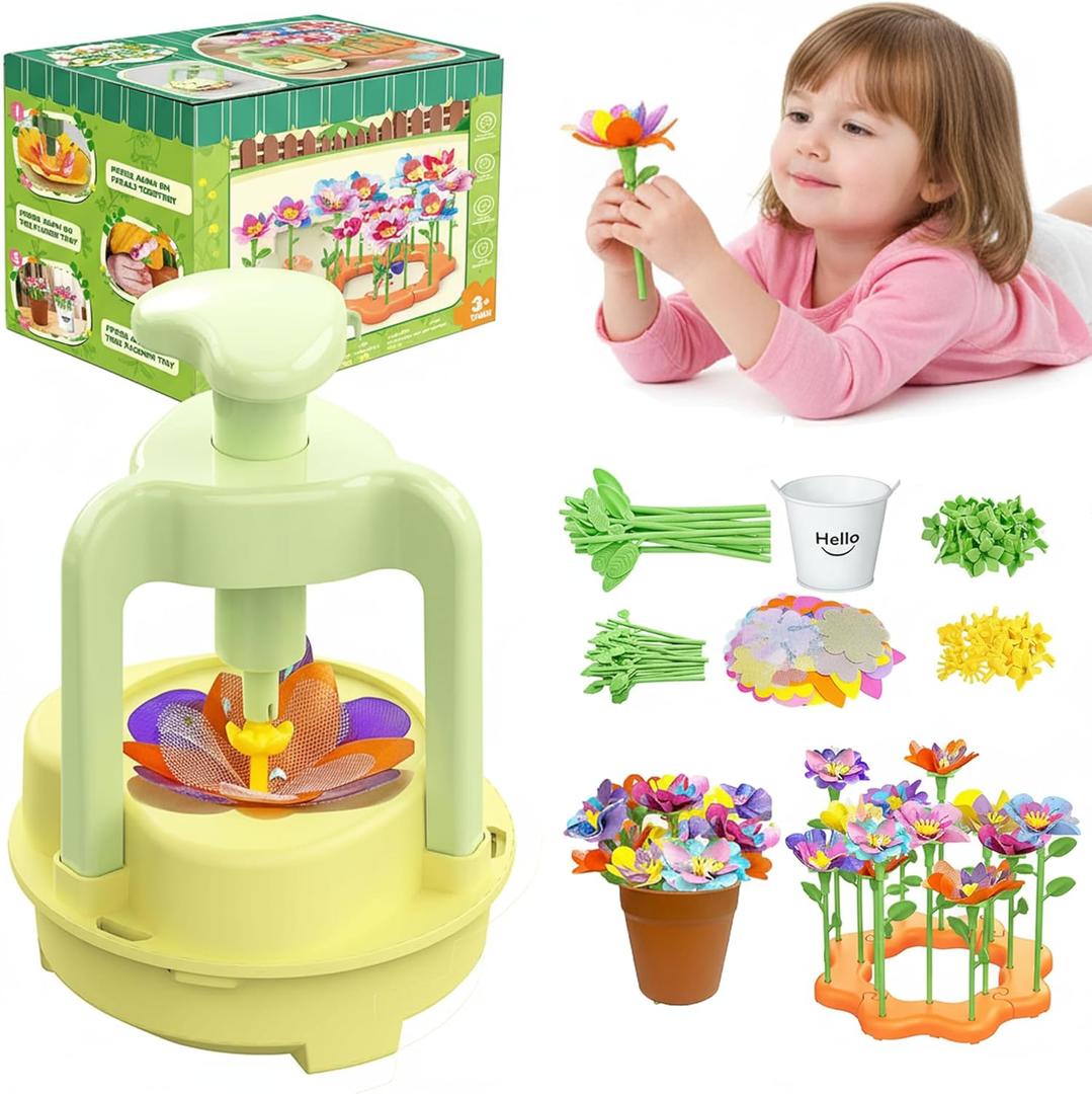 Fabric Flower Bouquets Toys, DIY Craft Kit for Girls 3 4 5 6 7 8 9 10 Years Old, Creative Arts and Crafts Activity for Toddler Kids, Preschool Educational Flower Assembly Gifts for Birthday Christmas