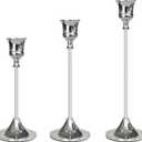 Showin Candlestick Holders Silver, 3 Packs Taper Candle Holder for Candlesticks, Candle Sticks Holder Decor for Home Decor