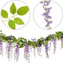 Lvydec Wisteria Artificial Flowers Garland, 4 Pcs Total 28.8ft Artificial Wisteria Vine Silk Hanging Flower for Home Garden Outdoor Ceremony Wedding Arch Floral Decor (Light Purple)