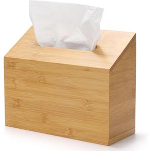 Hand Towel Box Cover Compatible with Kleenex Disposable Paper Hand Towels, Bamboo Wood Hand Towel Holder for Bathroom Kitchen Living Room Countertop