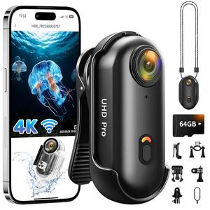Action Camera 4K,2026 Ready Upgraded POV Camera WiFi with 64GB Card,Thumb Snap Cam with Waterproof Case,Wearable Sports Snapcam,Mini Body Camera for Running Motorcycle Vlogging Diving Horse Riding