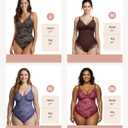 FeelinGirl Shapewear Bodysuits for Women Lace Shapewear Tummy Control V-Neck Sleeveless Bodysuit Tops Jumpsuit (Black, L)