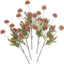 Floroom 5pcs Terracotta Faux Silk Mums Artificial Flowers, Bulk Fake Small Mini Chrysanthemums with Stems for DIY Wedding Centerpieces Floral Arrangements Vase Fillers Home Decorations