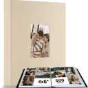 Photo Album 4x6 500 Pockets 1pc, Large Capacity Picture Book for Photos with Front Window, Leather Cover Photo Album Book for Family Baby Kids Wedding Travel Birthday Pictures, Beige