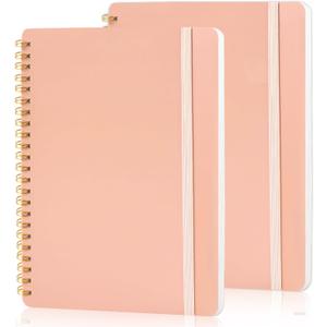 Utron Spiral Notebook For Women & Men, 2PCS Spiral Journal Notebooks, 5.9 x 8.3 College Ruled Notebook For Work Notes, Journal Writing, And Daily Life Entries (Pink)