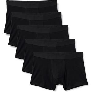 Amazon Essentials Men's Cotton Jersey Boxer Shorts Underwear, Pack of 5 (Black)