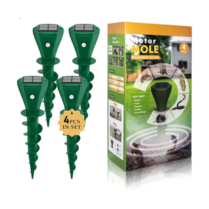 Solar Powered Mole Repellent for Lawns 4 Pack，IP65 Waterproof Mole Snake Repeller, Noiseless Design Vibrating Stake, Repels Outdoor Snakes Gophers Moles