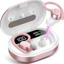 Ear Buds Wireless Earbuds, HiFi Stereo Bluetooth 5.3 Running Headphones with Dual LED Display 30Hrs Playtime, Built-in Mic, Type-C, in-Ear Bluetooth Earphones with Earhooks for Sport, Rose Gold