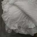 White Comforter Set Queen Size, Lightweight Fluffy Farmhouse White Ruffle Bedding Set, Soft Polyester All Season Shabby Chic Bed Comforter Set 3 Pieces(1 Ruffle Comforter 2 Pillowcases)