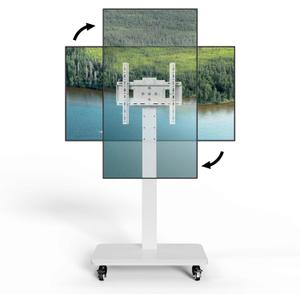 Mobile TV Cart with Wheels.Rolling TV Stand for 26 to 65 Inch Flat Panel Screens,Portrait to Landscape,Height Adjustable Portable TV Stand Holds Up to 100lbs,Max VESA 400x400mm (White)