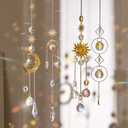 4PK Crystal Suncatcher for Windows Hanging Decor, Prism Sun Catcher with Chain and Hook, Rainbow Maker for Ceiling Garden Home Indoor Ornaments