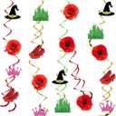 45pcs Red Poppy Flowers Party Supplies Decorations 27 Pack Foil Ceiling Hanging Swirls Streams Party Banner Decor for Kids Adults Magic Halloween Birthday Party Baby Shower Room Wall Decor