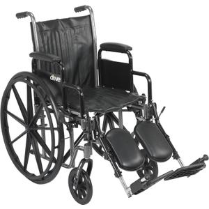 Drive Medical SSP218DDA-ELR Silver Sport 2 Lightweight Folding Wheelchair with Detachable Desk Arms and Swing Away Footrests, Black