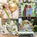 Baby Shower Decorations, Sage Green Woodland Gender Neutral Baby Shower Decor with Welcome Baby Banner, Balloons, Fringe Curtain Tablecloth, Sash Tiara, Pom Poms, Gender Reveal Bday Party Decorations