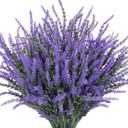 10 Bundles Fake Flowers Artificial Lavender Faux Plastic Plants Flowers for Home Wedding Kitchen Garden Patio Porch Window Box Office Table Centerpieces Indoor Outdoor Decor, Deep Purple